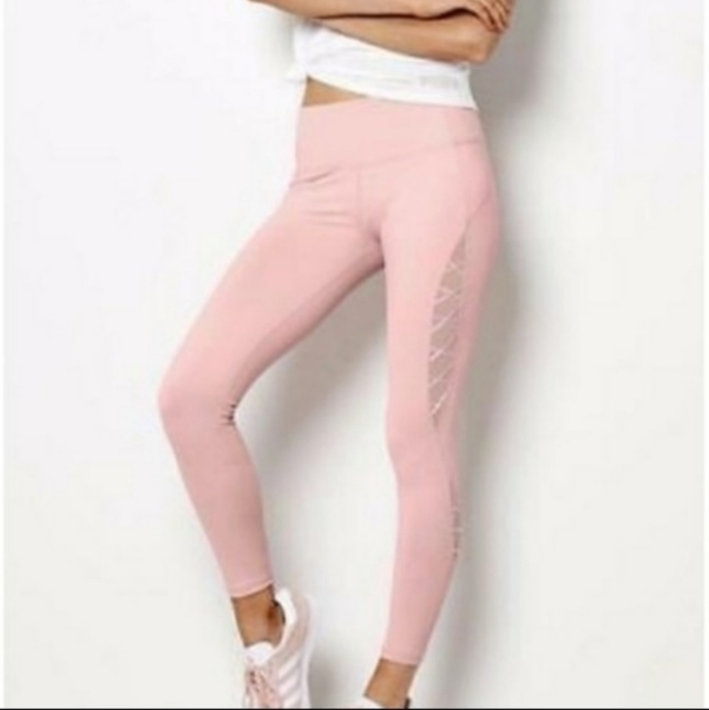 [Victoria Sport] Criss Cross Mesh Leggings - sz L Ballerina Style